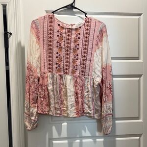 Floral Pink and White Women's Top
